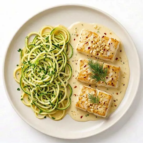 Butter and garlic with zucchini noodles